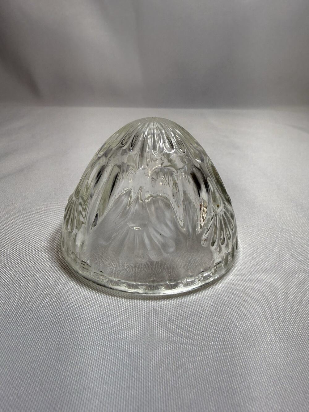 Vintage Small Round Egg Shaped Clear Globe Cut Glass Lens Shade Lid Top